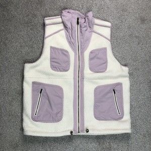 Free People Movement Vest Sherpa Oversized Hit The Hills Purple and Ivory